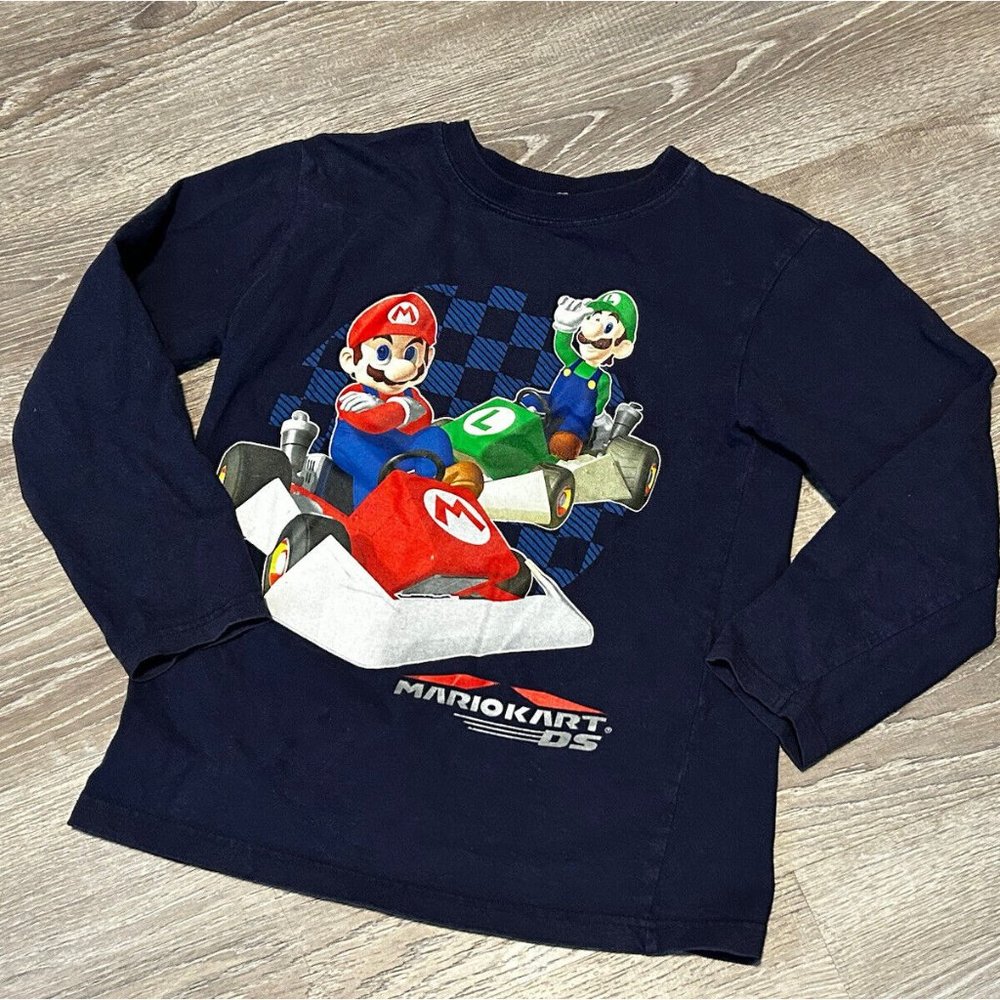 Nintendo Super Mario Kart DS Game Promo Youth Small Tshirt Long sleeve No Tag